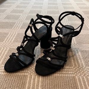 Rebecca Minkhoff Black Suede Gladiator Block Heel Size 8.5